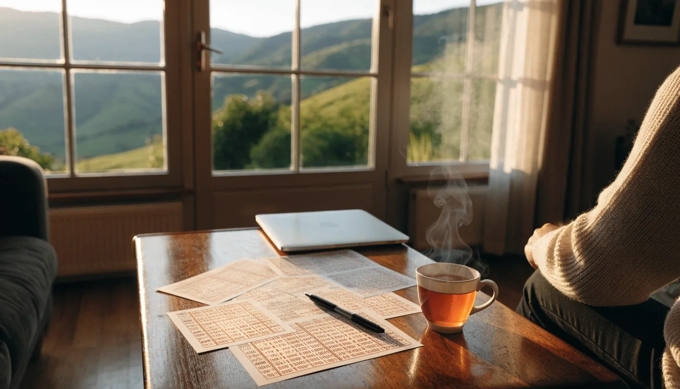 Keno tickets on a coffee table in a New Zealand home